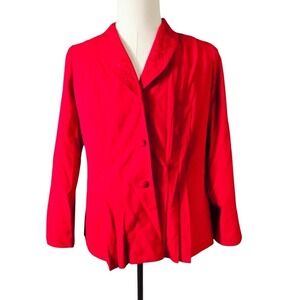 DANNY‎ & NICOLE Red Embroidered Collar Button Front Blazer Jacket Women Size 10